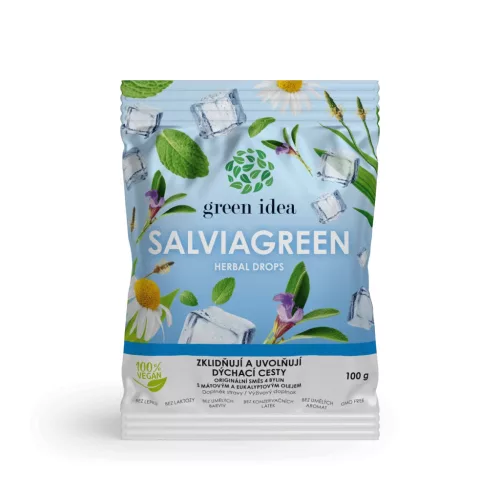 SALVIAGREEN - 4 gyógynövény torokfájdalom enyhítéséhez, köptető, nyugtató 100 g