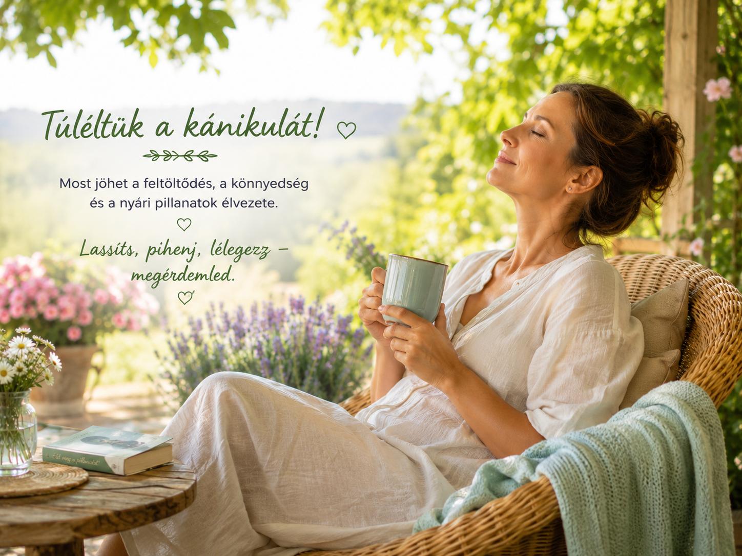 Nyugodt esti hangulat, csésze tea, hűsítő környezet