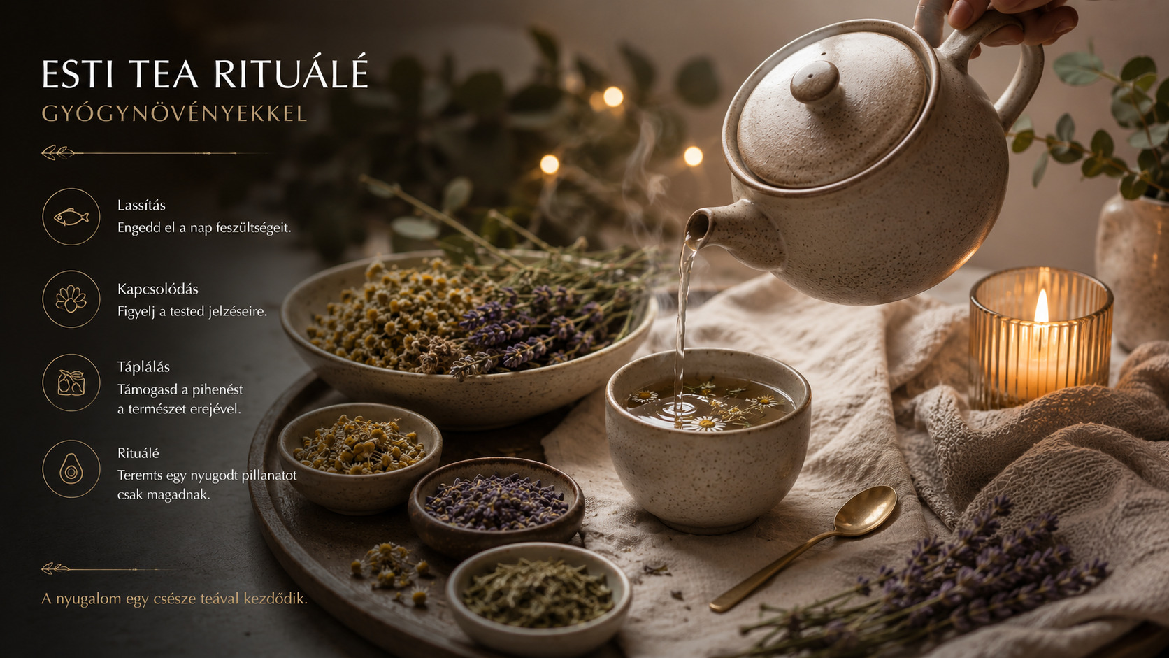 Esti tea rituálé gyógynövényekkel