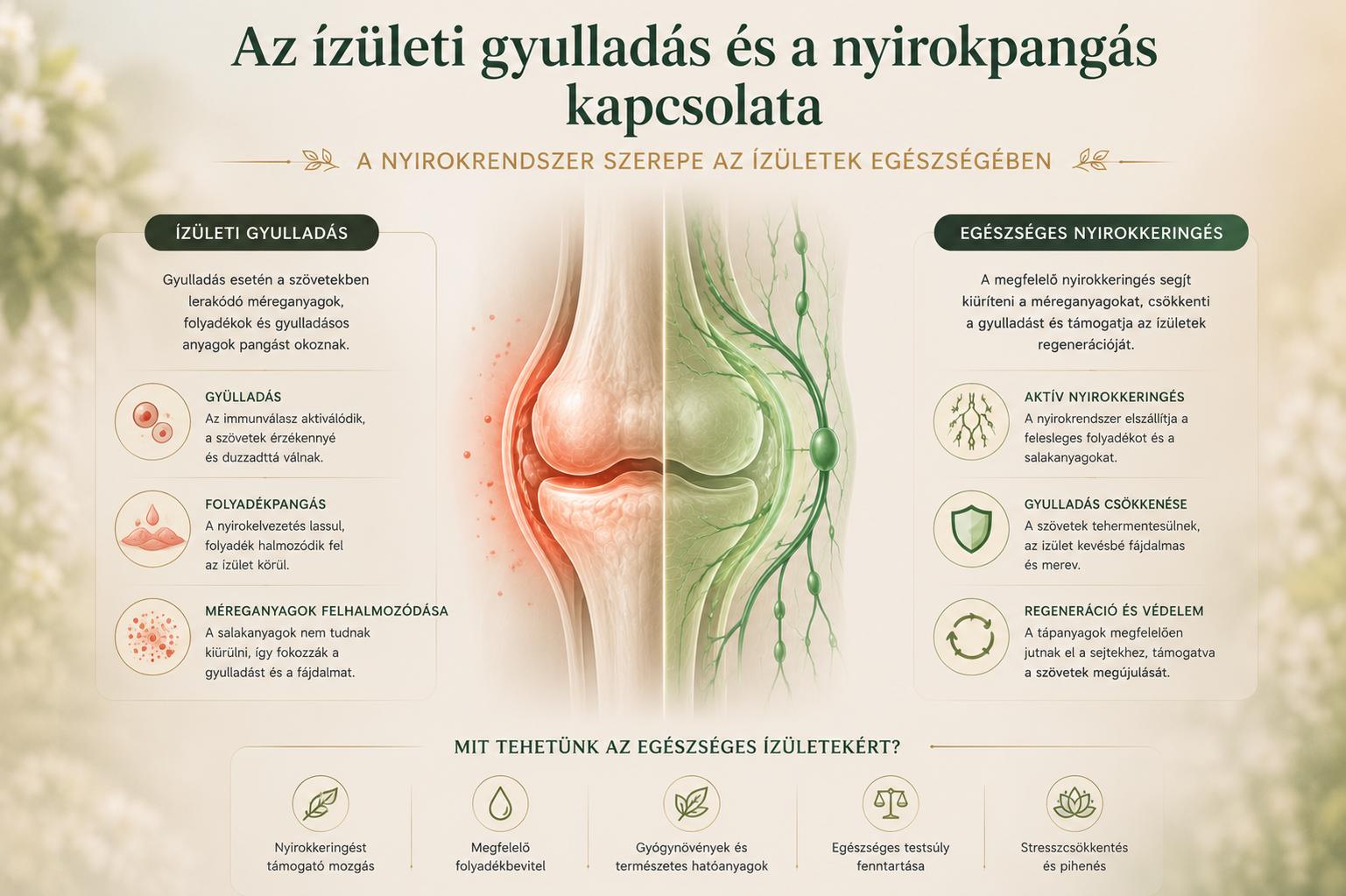 Az ízületi gyulladás és a nyirokpangás kapcsolatának sematikus ábrája