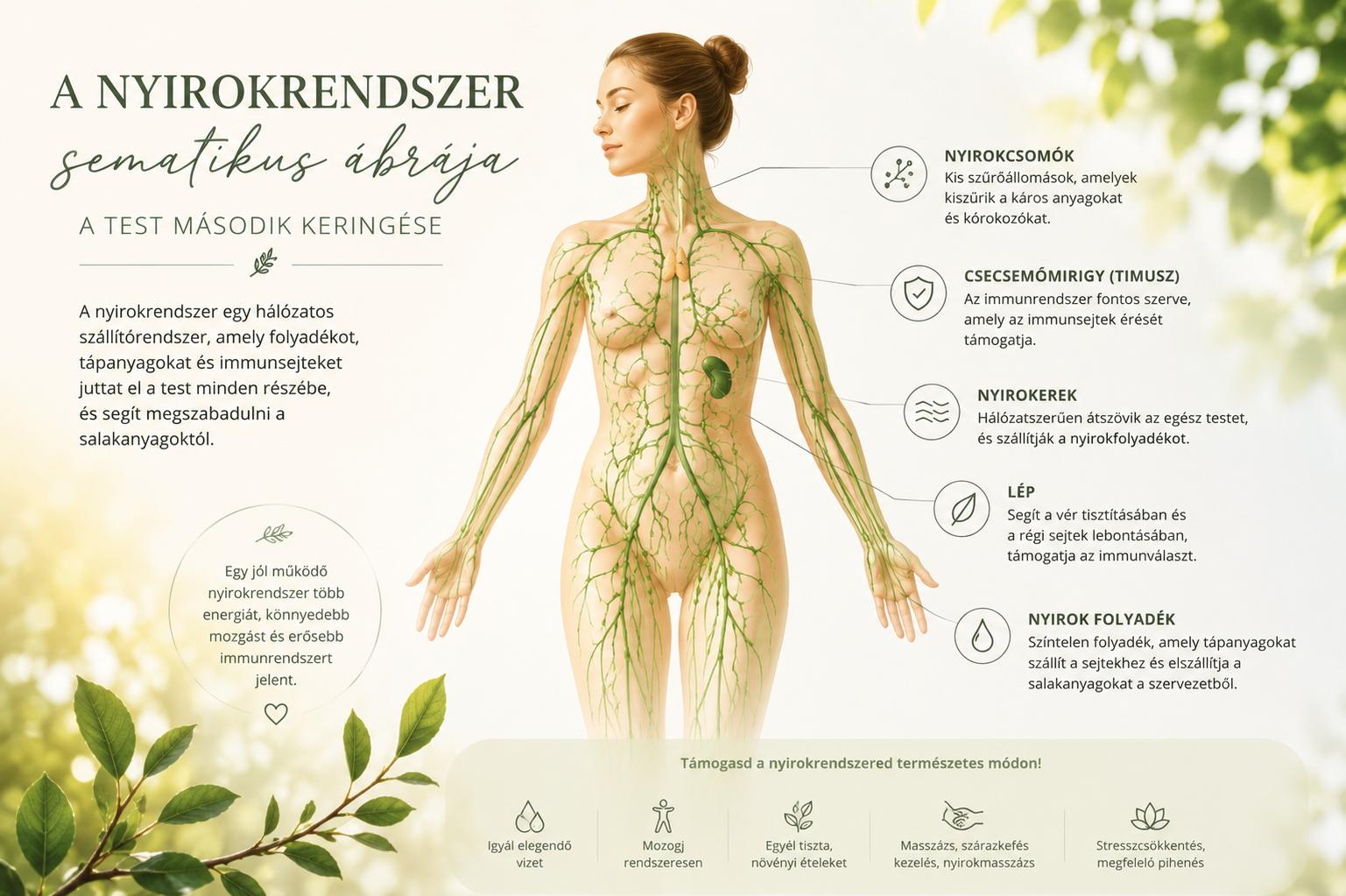 A nyirokrendszer sematikus ábrája – a test második keringése