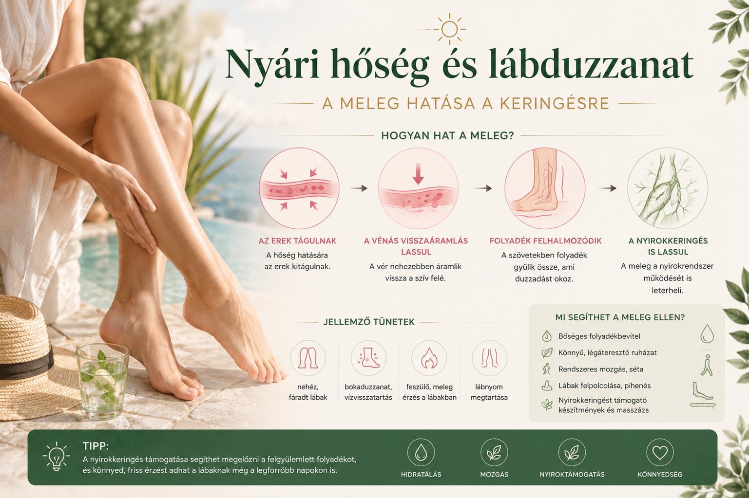 Nyári hőség és lábduzzanat – a meleg hatása a keringésre