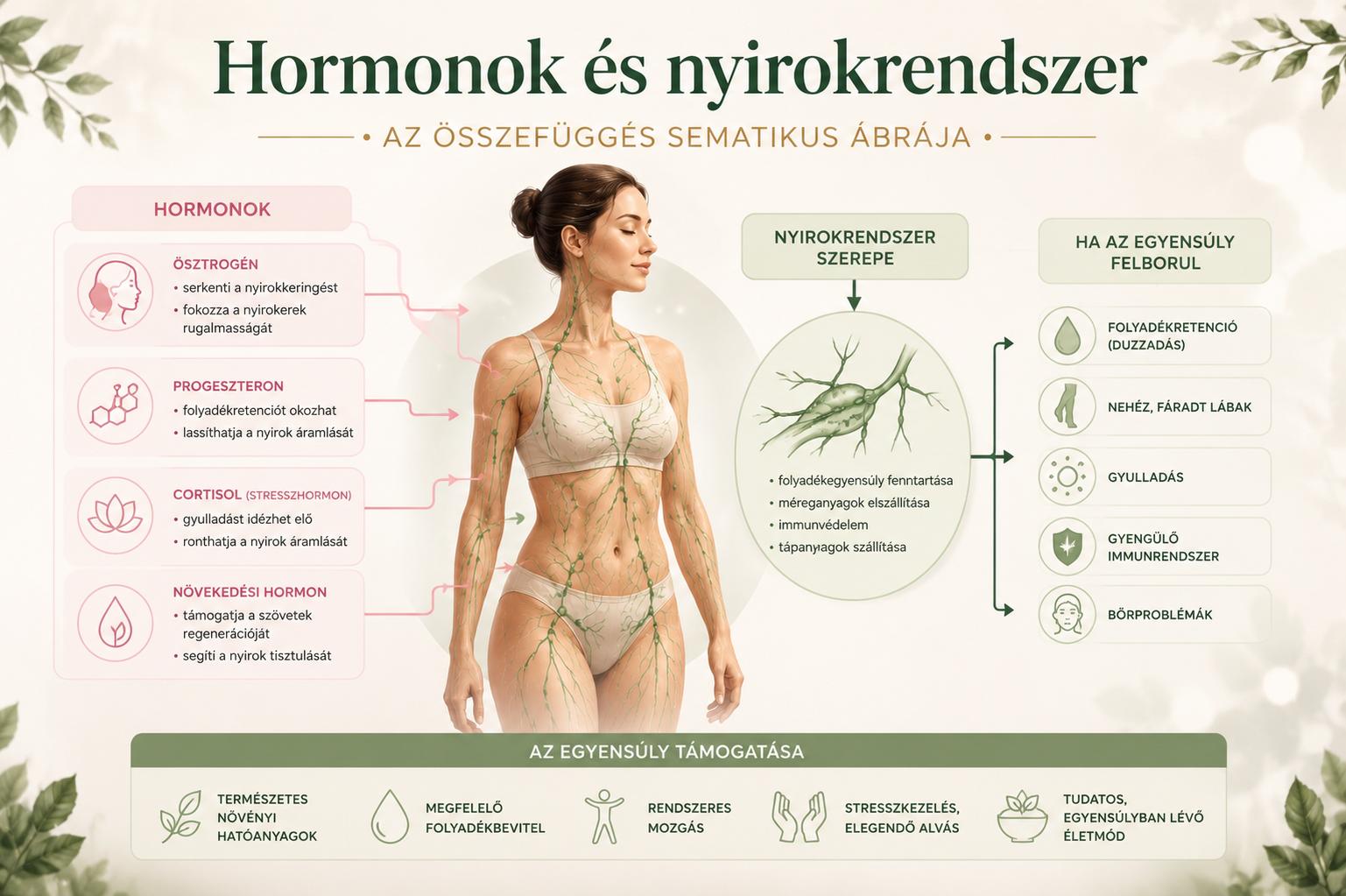 Hormonok és nyirokrendszer – az összefüggés sematikus ábrája